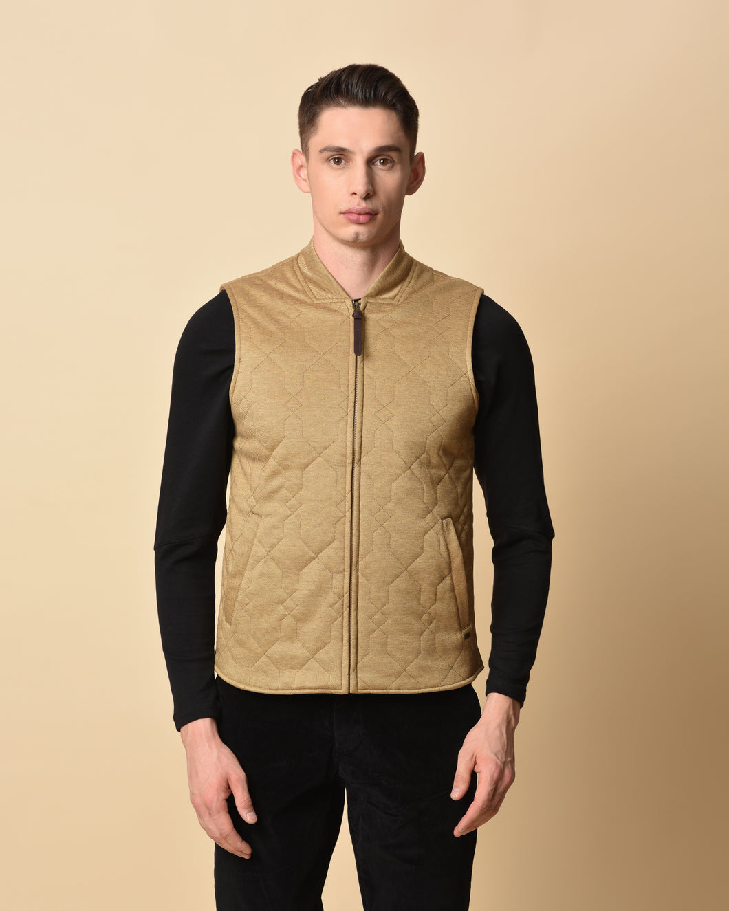 Quitted Slim Fit Zipper Jacket