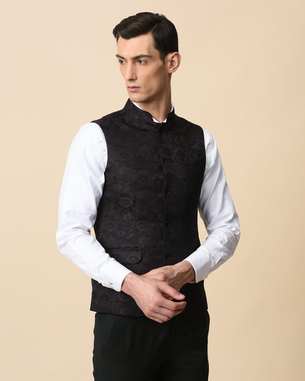 Navy Slim Fit Waist Coat