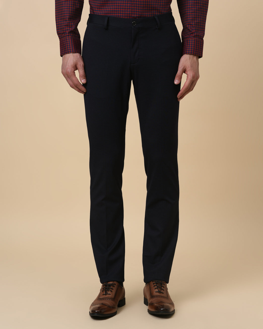 Nylon  Navy   Slim Fit Trousers