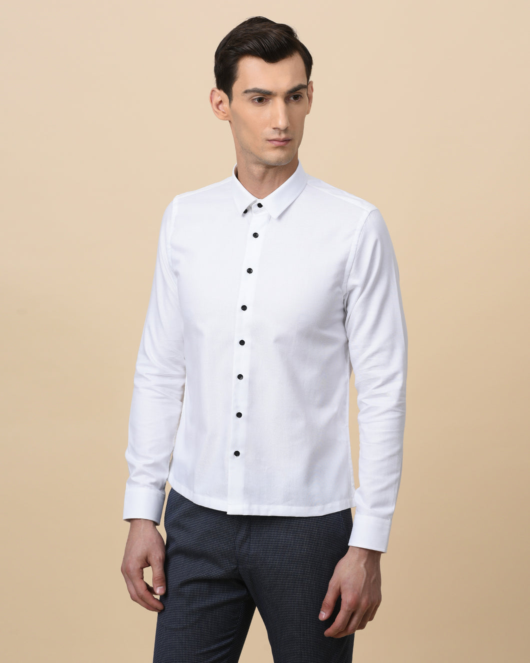 Hand Painted Floral Trim Fit Shirt